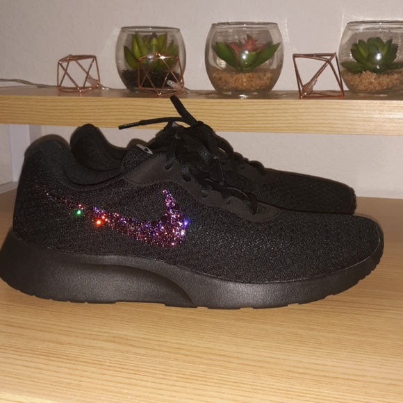 Nike Shoes - NEW Black and Purple bling Nike tanjun
